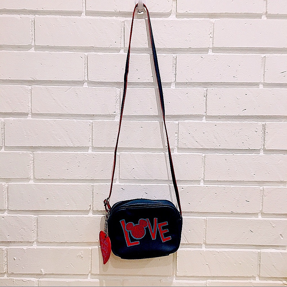 Mickey Love Card Blue and Red Crossbody Purse